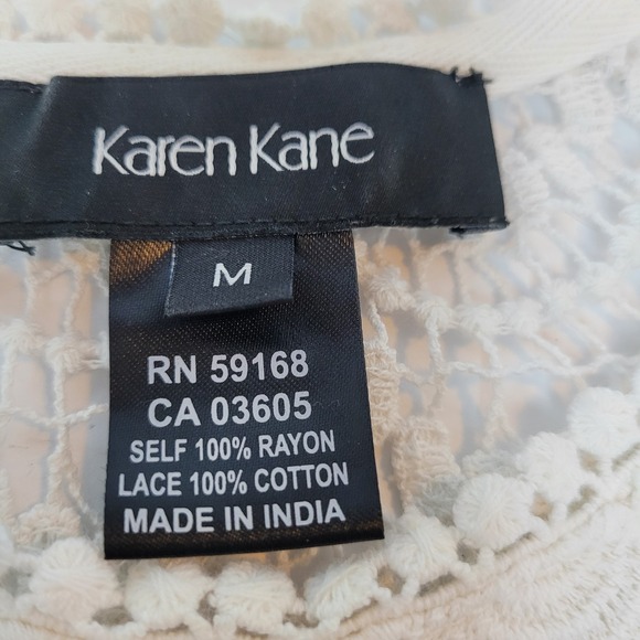 Karen Kane White Swing Top Crochet Lace Fit & Flare Top Women's Medium Boho - Picture 4 of 7